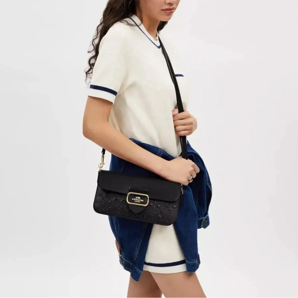 Coach NWT Morgan Shoulder Bag In Signature patent leather black 🤩 - Picture 3 of 15